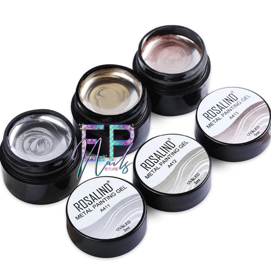 Gel paint Trío plata, oro y oro rosado