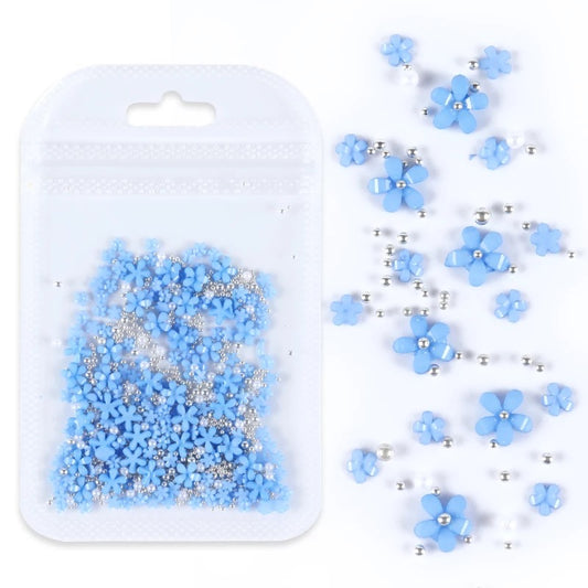 Blue and Silver 3D Flowers.