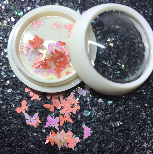 Orange and Iridescent Butterflies #009