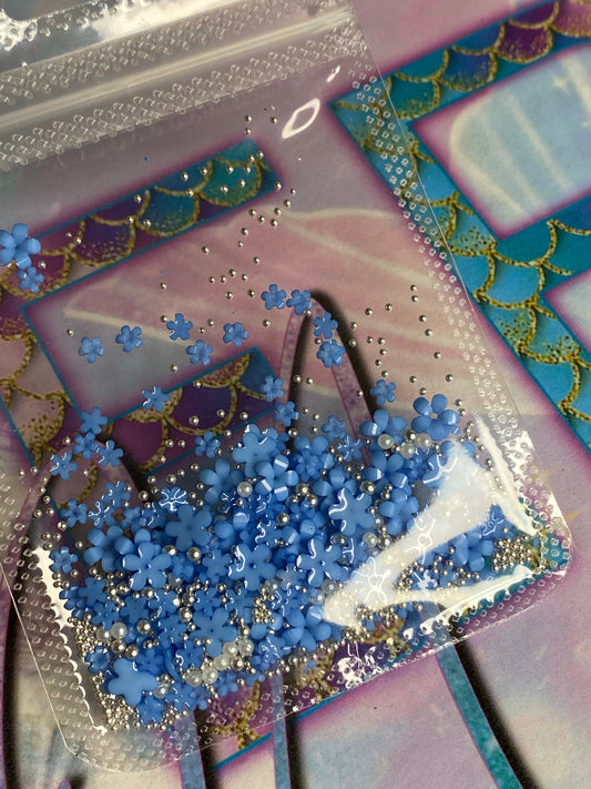 Blue and Silver 3D Flowers.